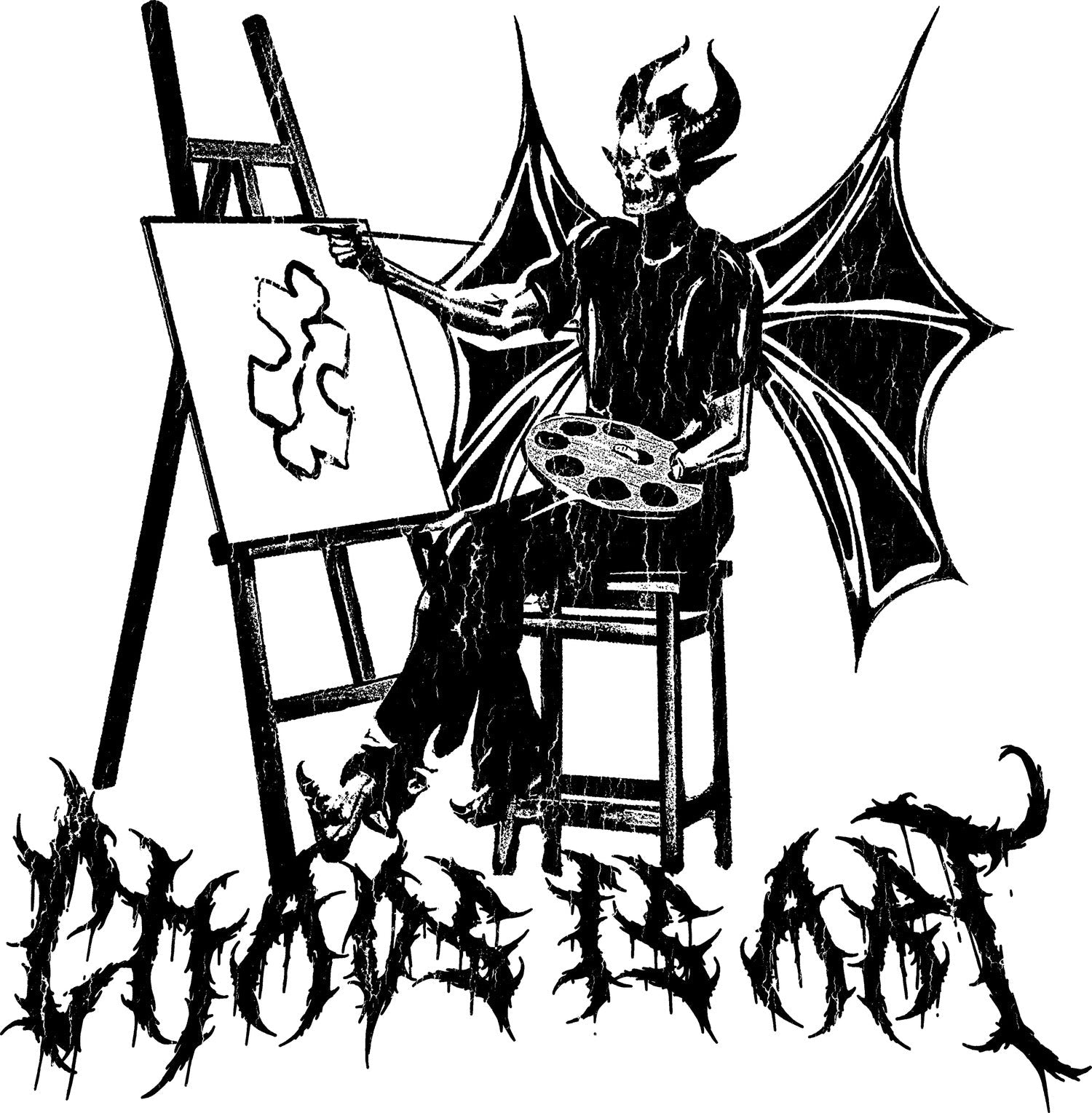 Chaos Is Art - Black Hoodie / White Demon Print - Kowa Mirai